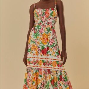 Farm Rio Floral Sketch White MIDI, Size S - NEW WITH TAGS